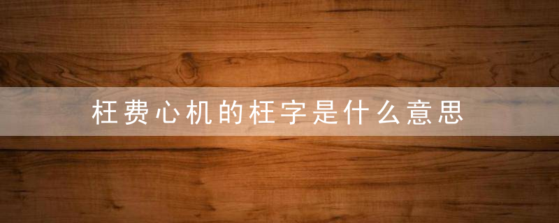 枉费心机的枉字是什么意思 枉费心机的枉的意思